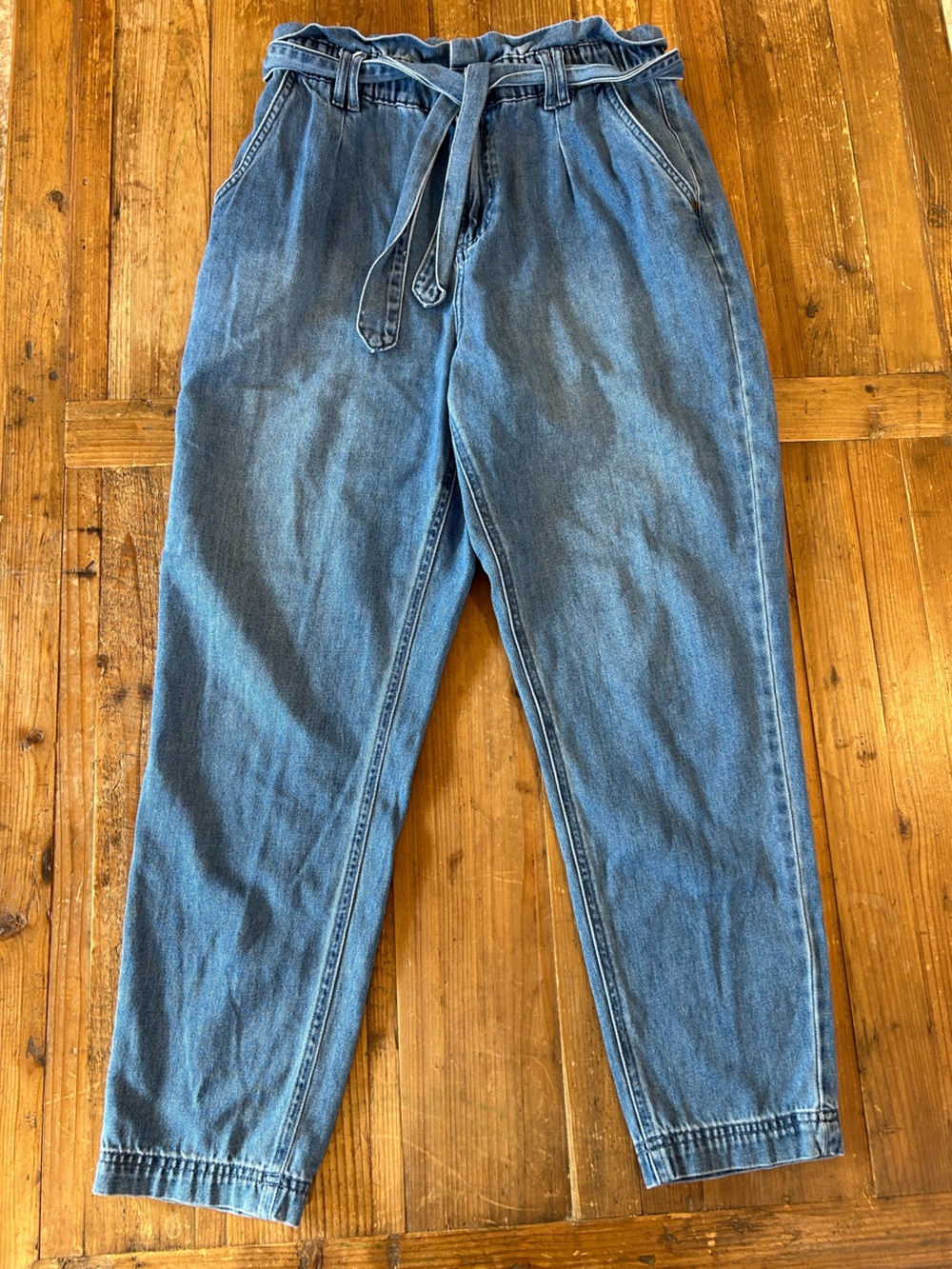 Bonobos High-Rise Paperbag Jeans in Blue Denim